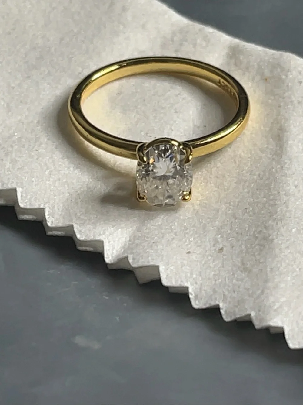 1.5 CT Oval Moissanite Solitaire Ring Gold Over S925 Size 7